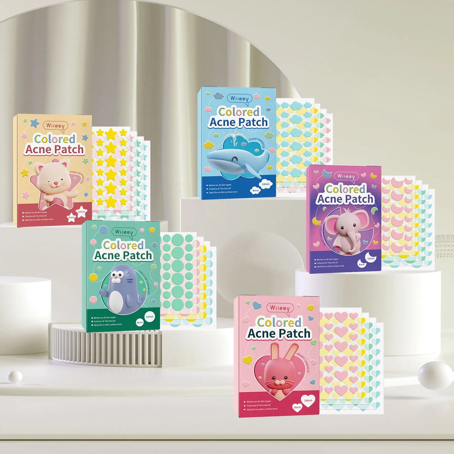 Wiieey Star Acne Patches – Colorful Pimple Stickers 144–288pc