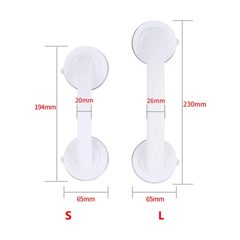 No-Drill Suction Cup Grab Bar | Bathroom Safety Handle 1–2 Pack