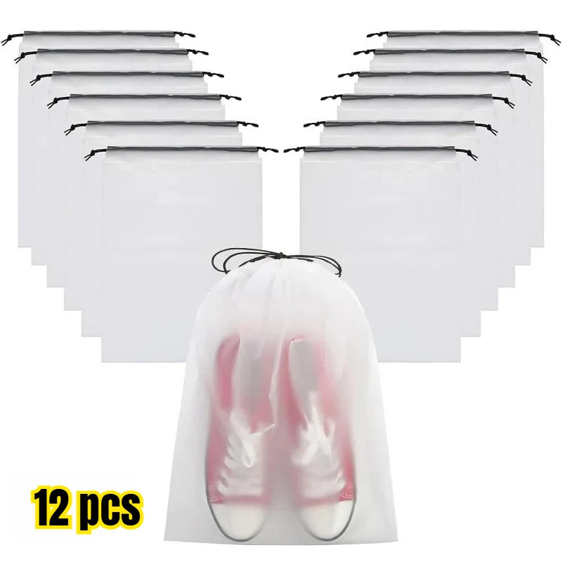 5~12PCS Shoe Storage Drawstring Bags Waterproof Travel Cosmetic Bag Sundries Towel Storage Bags Portable Transparent Plastic Bag Peaceful Pleasures Health and Wellness 12pcs 30x40cm