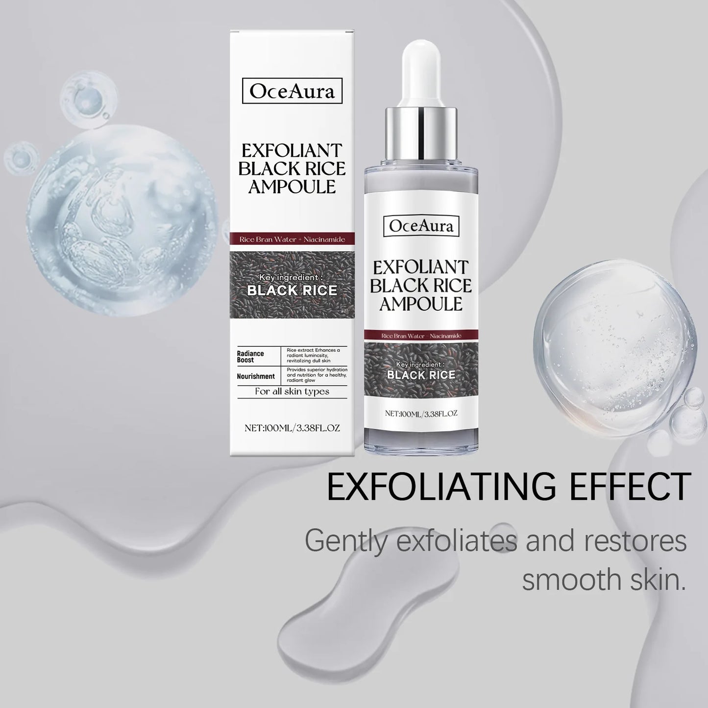 OceAura Black Rice Exfoliating Serum – Cleanse & Brighten 100ml