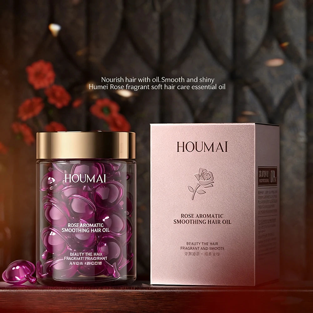 Rose Hair Essential Oil Capsules – 30pcs Hair Vitamin Serum for Frizzy, Dry & Damaged Hair Peaceful Pleasures Health and Wellness