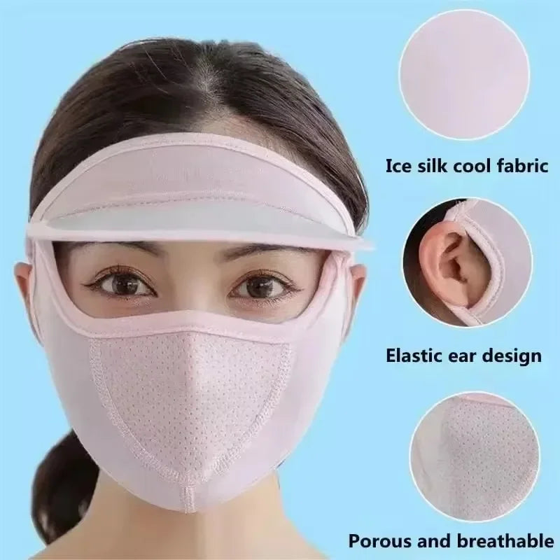 Ice Silk UPF 50+ Sun Face Mask | Breathable UV Shield Women
