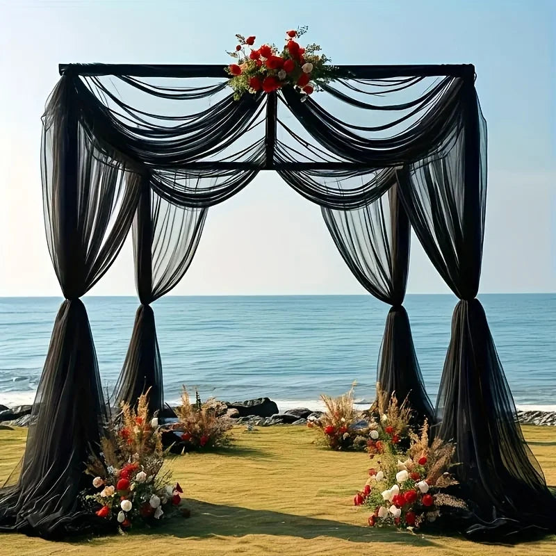 Black Tulle Draping Fabric 8M x2 – Wedding Arch & Party Decor