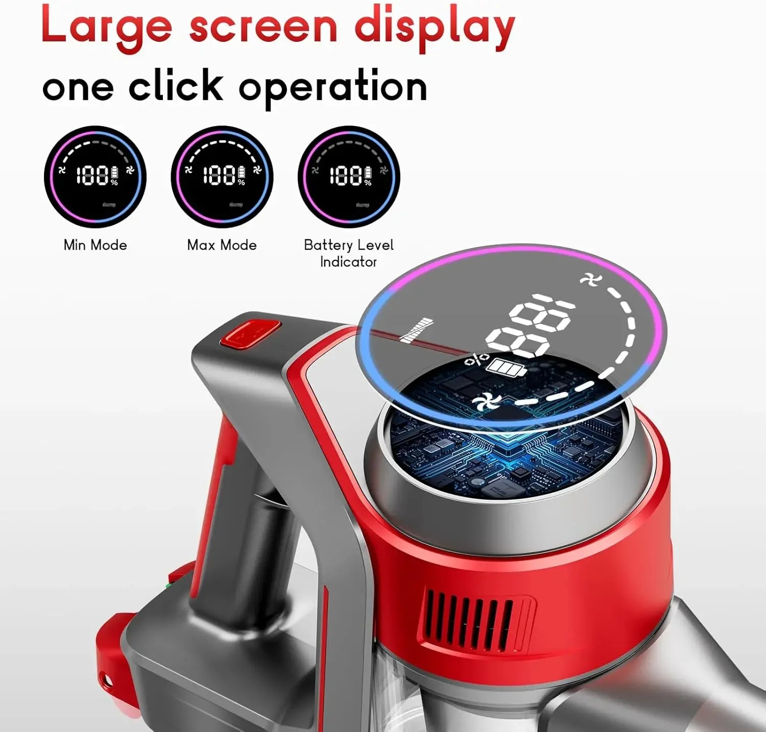 Rechargeable Cordless Stick Vacuum, 35Kpa Powerful Suction, 45Min Runtime, LED Display, 8-in-1 for Hard Floors & Carpets Peaceful Pleasures Health and Wellness
