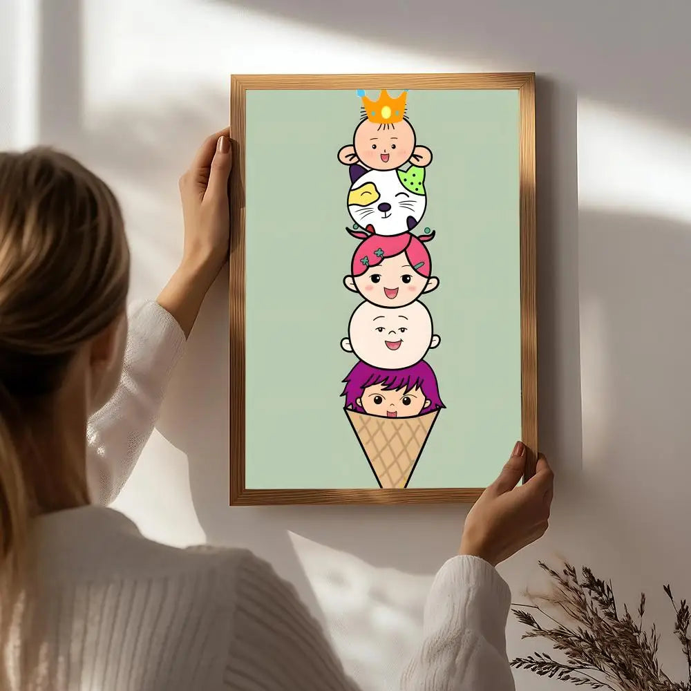 Cartoon B-Big Ear Tutu Poster HD Self Adhesive Waterproof Wall Art Ideal for Home Office Dorm Bedroom Great Gift Peaceful Pleasures Health and Wellness White7 30X40cmNoframe