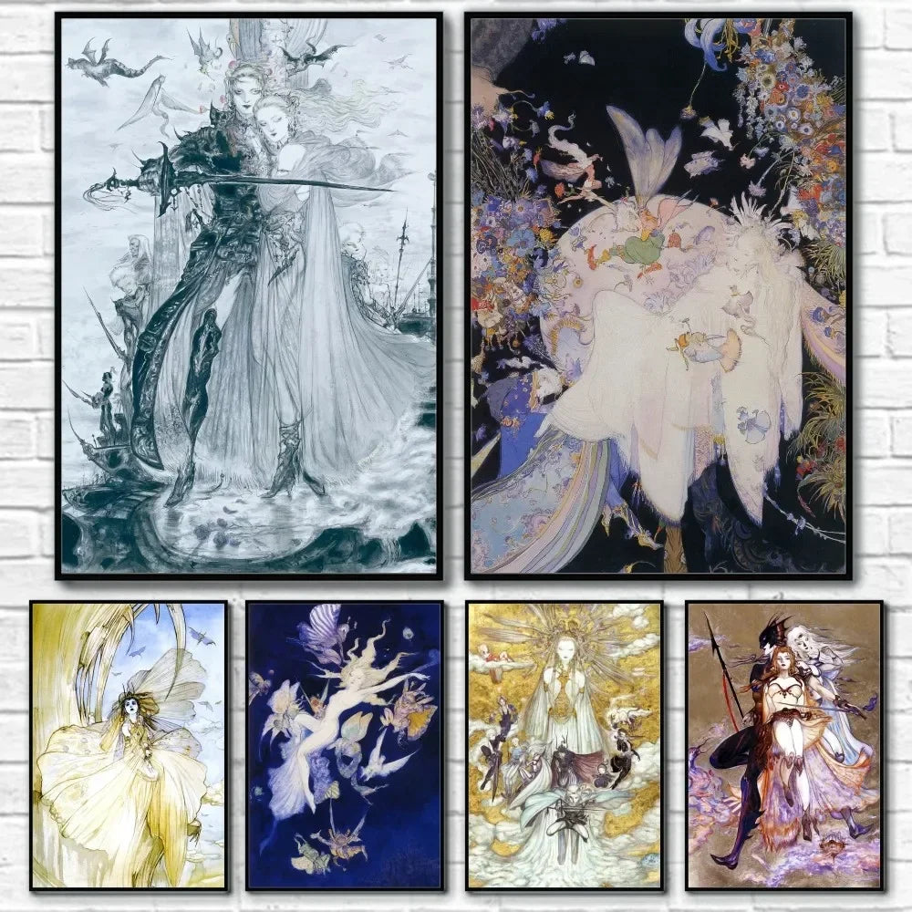 Yoshitaka Amano Final Fantasy Game Luxury Poster Waterproof Wall Art Printing Home Living Bed Room Bar Aesthetic Decor Peaceful Pleasures Health and Wellness