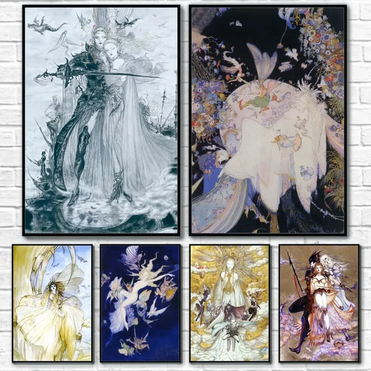 Yoshitaka Amano Final Fantasy Game Luxury Poster Waterproof Wall Art Printing Home Living Bed Room Bar Aesthetic Decor Peaceful Pleasures Health and Wellness