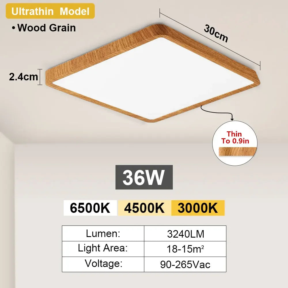 RUNTOIN Square LED Panel Ceiling Light | Ultra-Thin Flush Mount