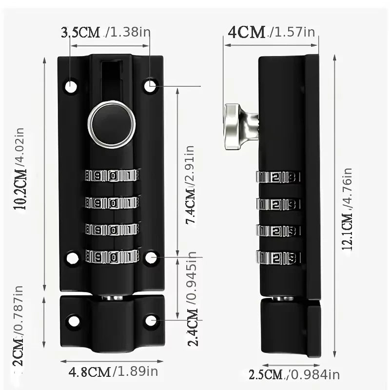 Combination Digit Password Anti-theft Metal Door Latch Bolt Black Silver Safety Padlock Outdoor Home Wood Gate Hardware Peaceful Pleasures Health and Wellness