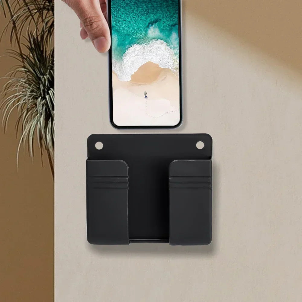 Wall Mounted Punch-Free Organizer – Phone & Remote Holder