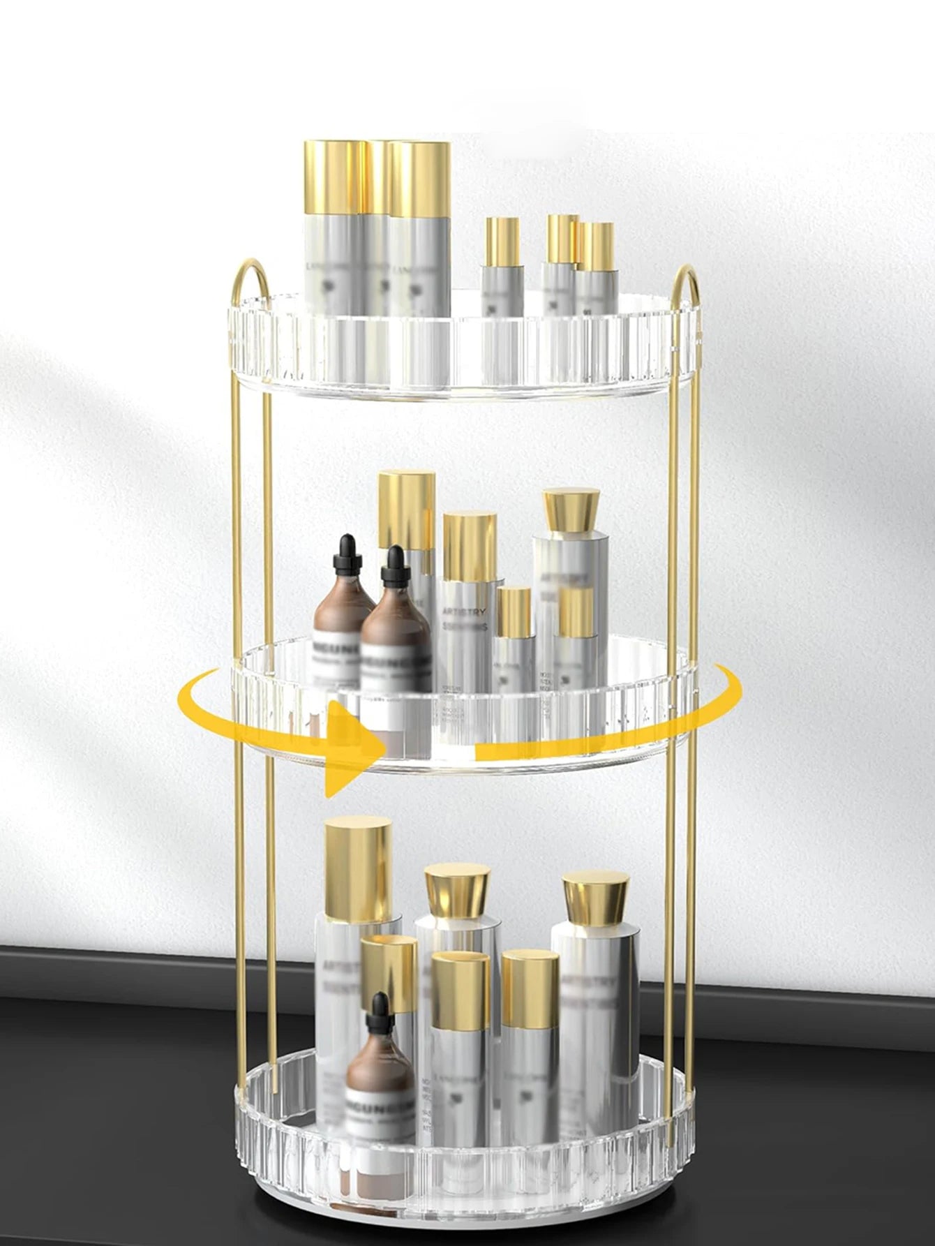 360° Rotating Skincare Organizer – 3-Tier Countertop Beauty & Personal Care Peaceful Pleasures Health and Wellness