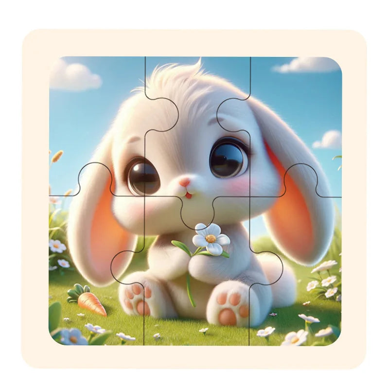 Bview Art Wooden Jigsaw Puzzles Kids Cartoon Animal Board Educational