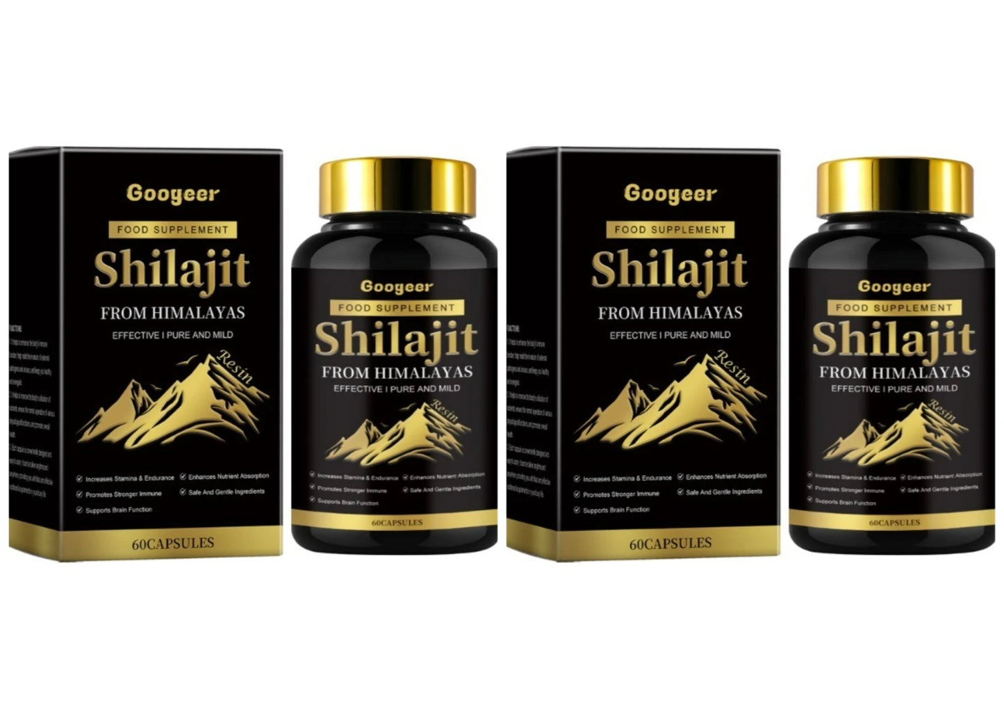 Googeer Himalayan Shilajit Capsules 60ct | Brain & Nutrient Support