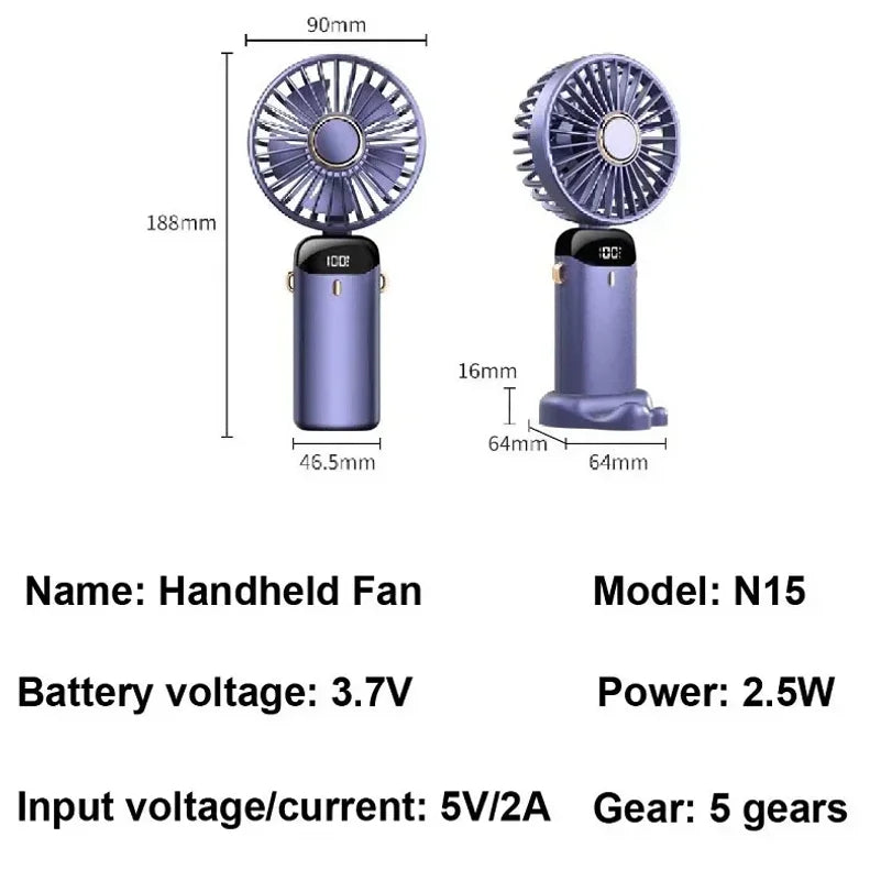 USB Rechargeable Neck Fan – 5-Speed Foldable Portable Fan