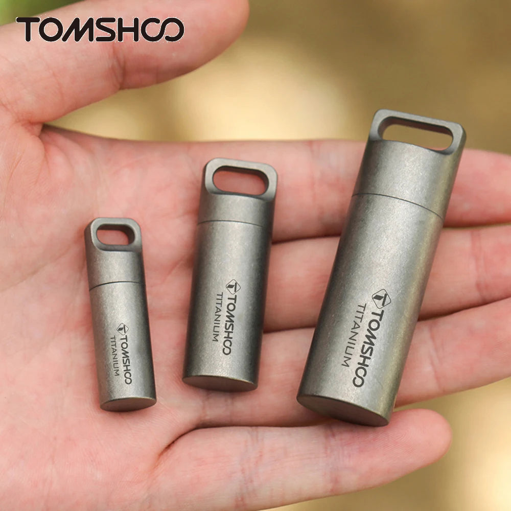 Tomshoo Titanium Mini Sealed Waterproof Storage Pill Box Perfume Case Pendants EDC Tools Eco-friendly Home Outdoor Pill Box Peaceful Pleasures Health and Wellness