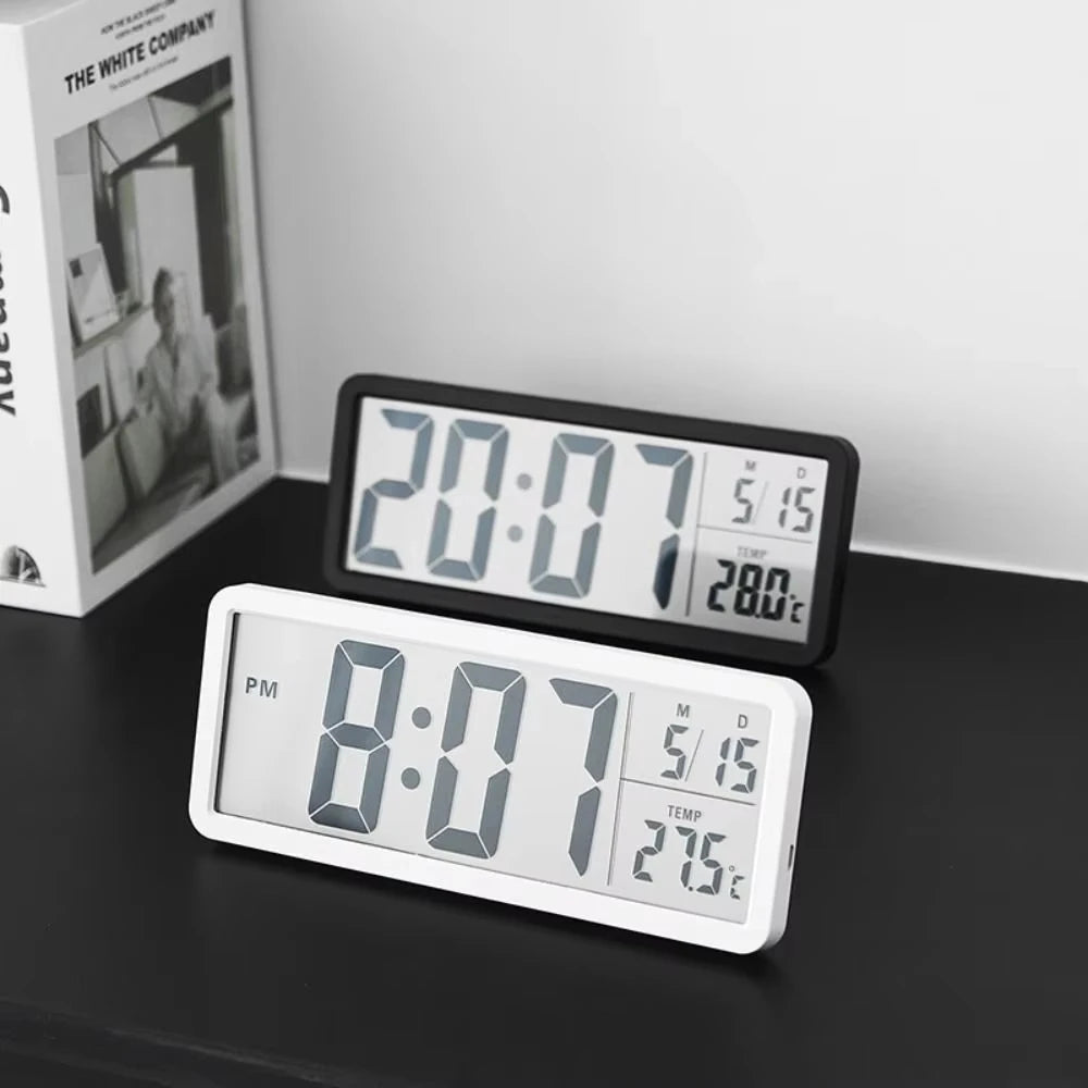 Battery Powered LCD Digital Wall Clock 12/24H Time Week Date Temperature Display Desktop Table Clock for Bedroom Home Decor Peaceful Pleasures Health and Wellness