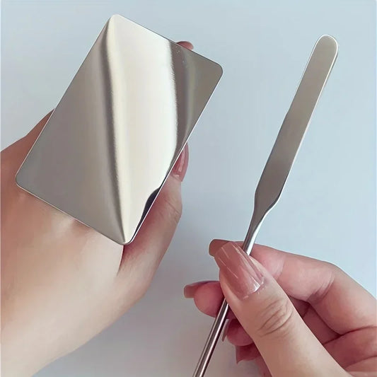 2pcs Professional Makeup Foundation Spatula Set - Includes Stainless Steel Palette Stick and Palette with Ring - Perfect Peaceful Pleasures Health and Wellness Other