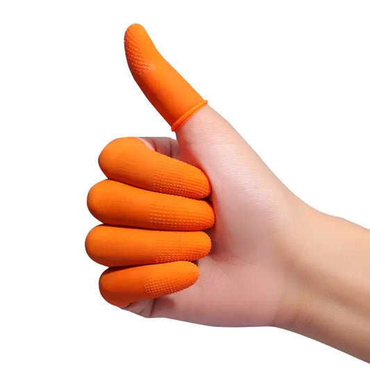 Orange Rubber Finger Covers with Dotted Patterns Anti-slip Durable and Thickened Latex Protection Peaceful Pleasures Health and Wellness