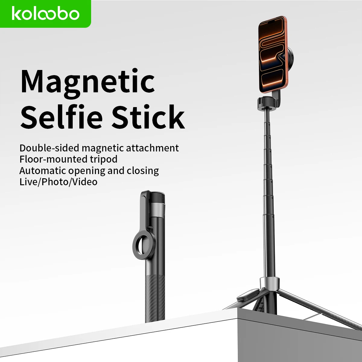 1.8m Magnetic Selfie Stick Tripod with Remote – iPhone & Android Peaceful Pleasures Health and Wellness