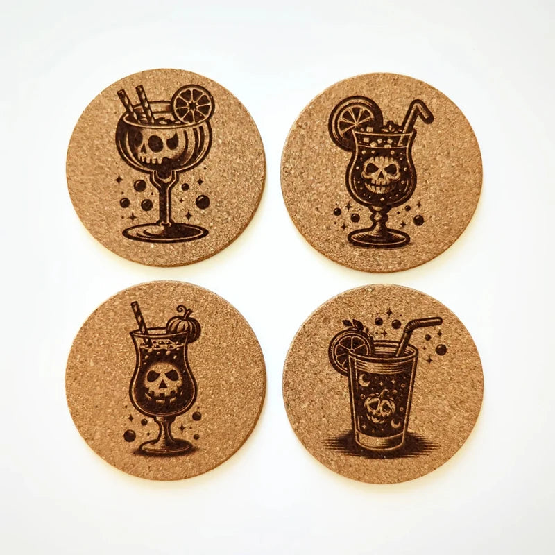 Halloween Cocktail Cork Coasters Set of 4 | Party Home Decor
