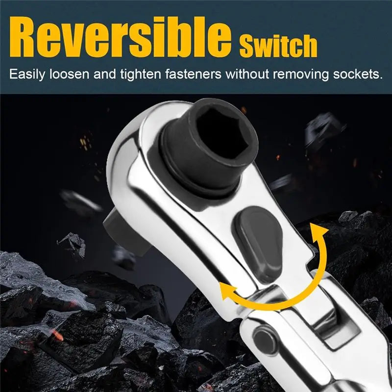 A36T-1/4 Ratchet Wrench, 2 In 1 Mini Ratchet - Socket And Bit Ratchet, 72 Teeth Reversible, 1/4 Ratchet Bent Peaceful Pleasures Health and Wellness