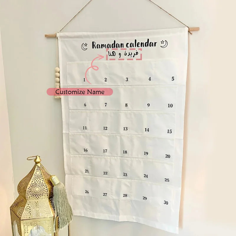 Personalised Ramadan Countdown Advent Calendar Bag | Eid Gift Advent Calendar Bag Peaceful Pleasures Health and Wellness custom name