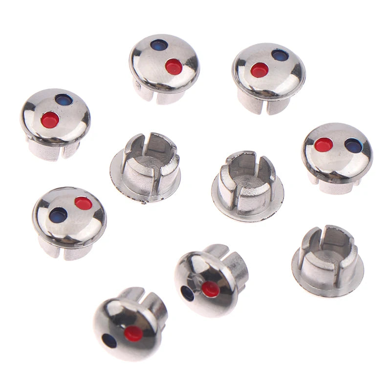 10pcs Hot & Cold Faucet Handle Caps – Red & Blue Labels