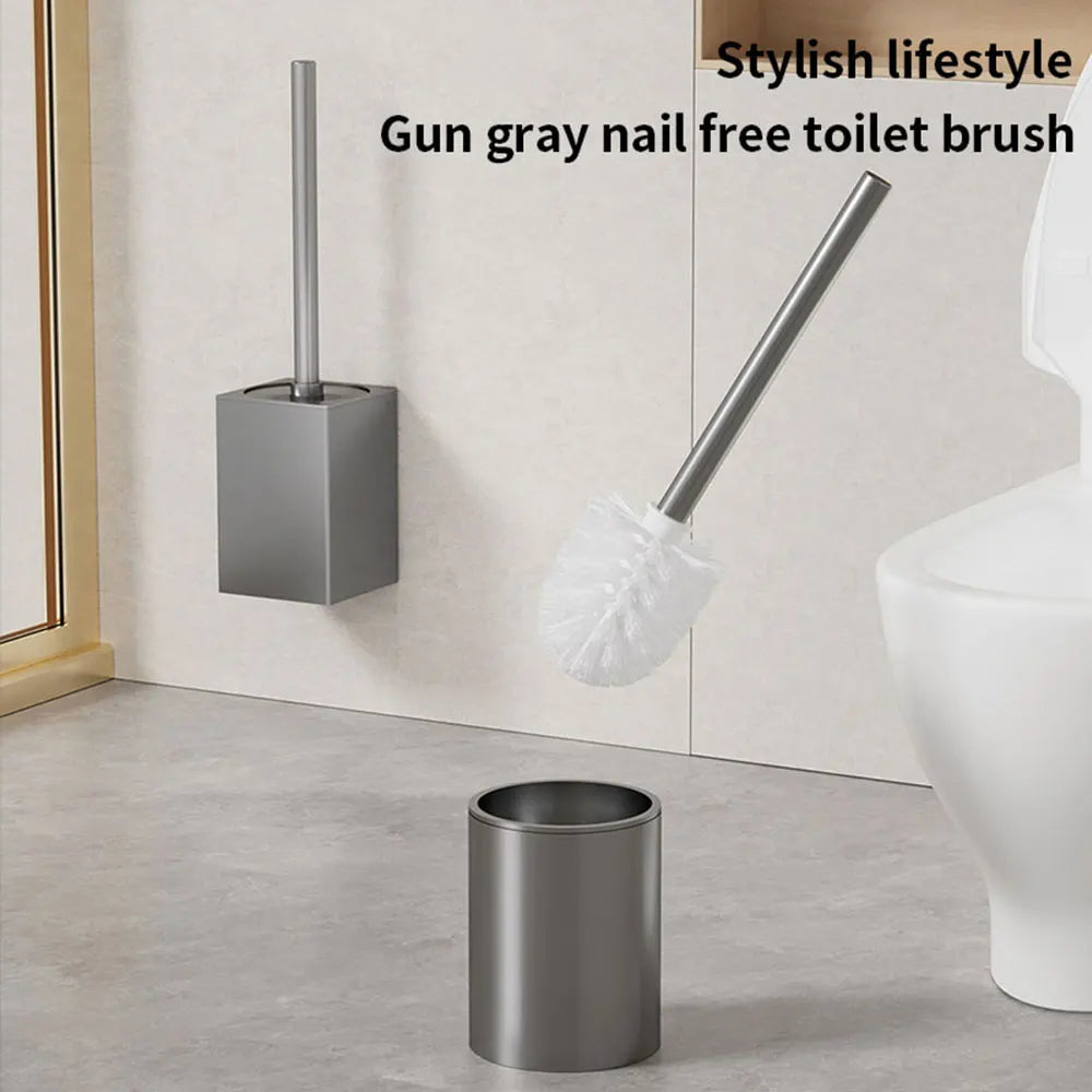 Luxury Wall-Mounted Toilet Brush Holder | Chrome Aluminum