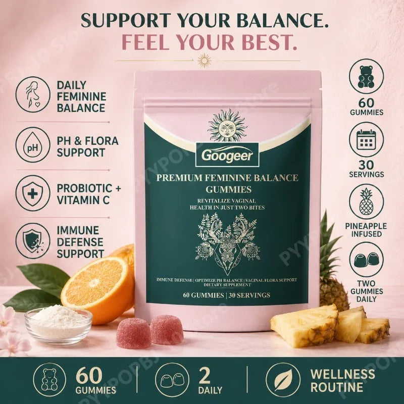 Googeer Feminine pH Balance Gummies | Vitamin C & Probiotics 60ct