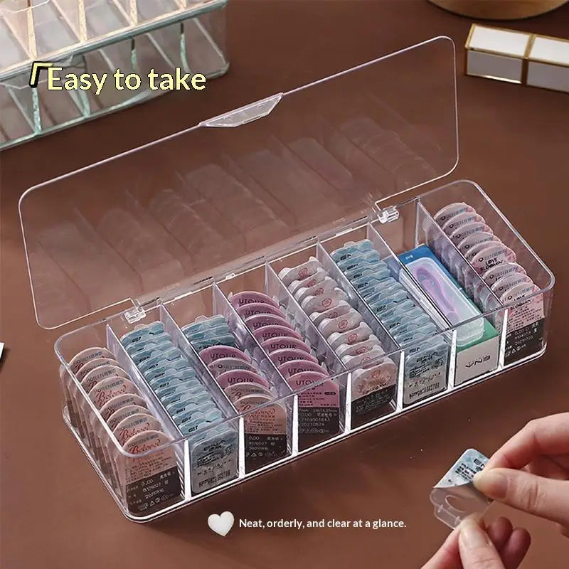 7-Grid Transparent Cosmetic & Contact Lens Storage Box