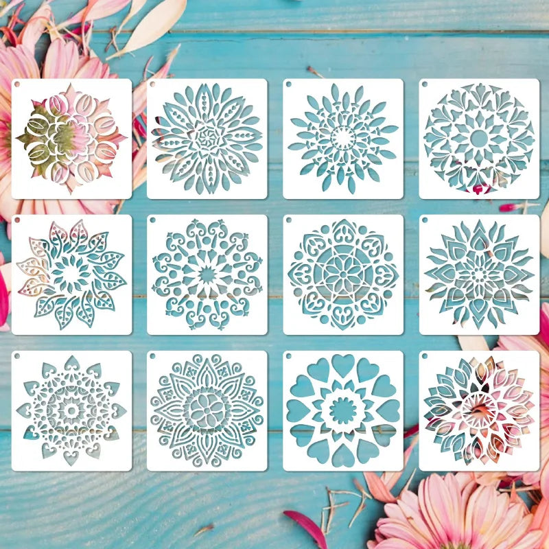 Hollow Mandala Stencils Painting Craft Templates Children Drawing