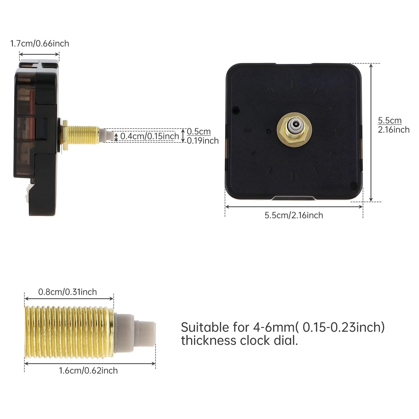 Quartz Battery Operated Silent Wall Clock Movement Mechanisms for DIY / Repair, Clock Parts Replacement Peaceful Pleasures Health and Wellness 16mm Silent Movement China Mainland