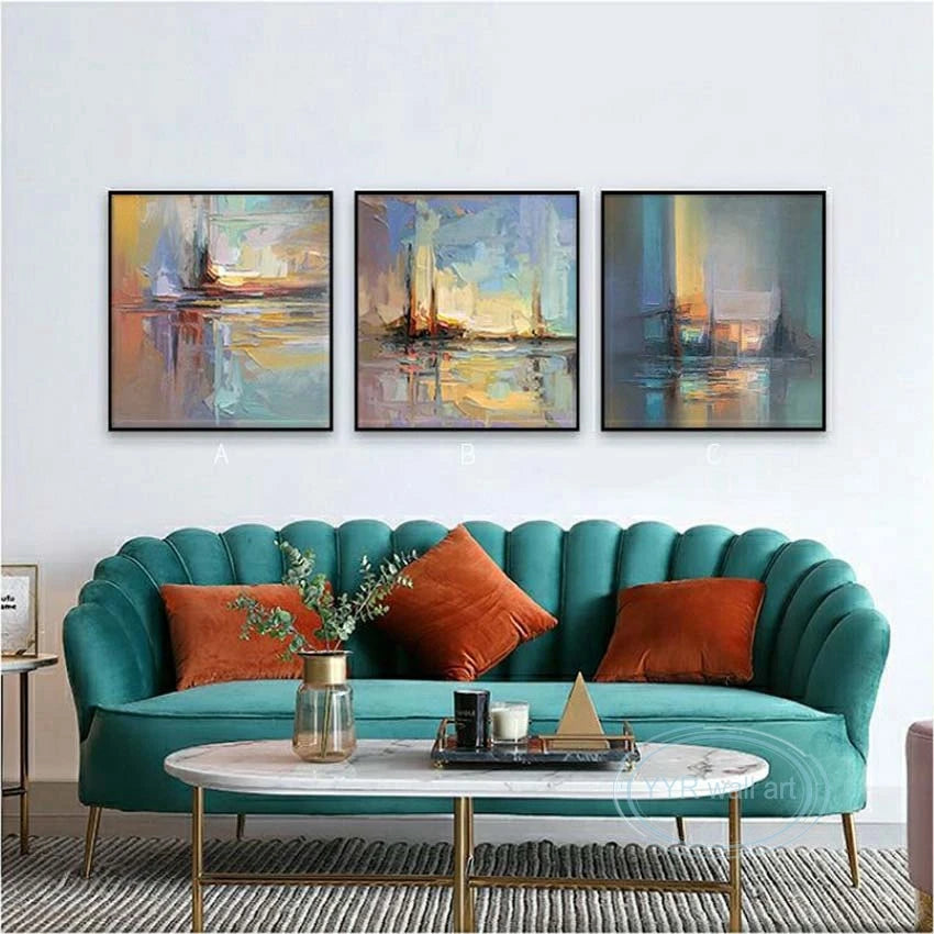 Abstract Art Oil Painting Handmade Canvas Hanging Poster Modern Combination Decorative Mural For Living Room Bedroom Restaurant Peaceful Pleasures Health and Wellness