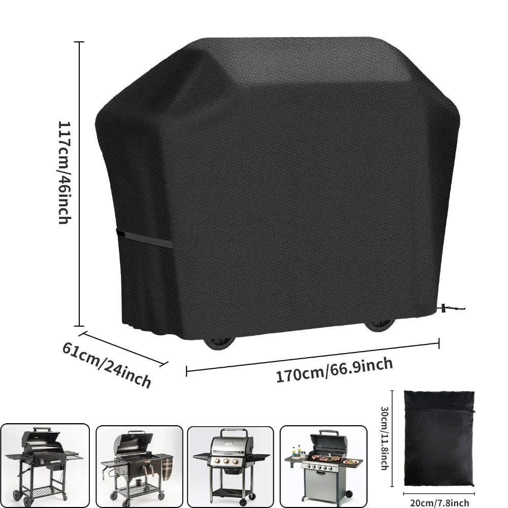 Waterproof BBQ Covers Barbecue Cover Gas Grill Cover for Grill Protection Windproof Dust Rip-proof UV Protection W/ Storage Bag Peaceful Pleasures Health and Wellness 170x61x117CM