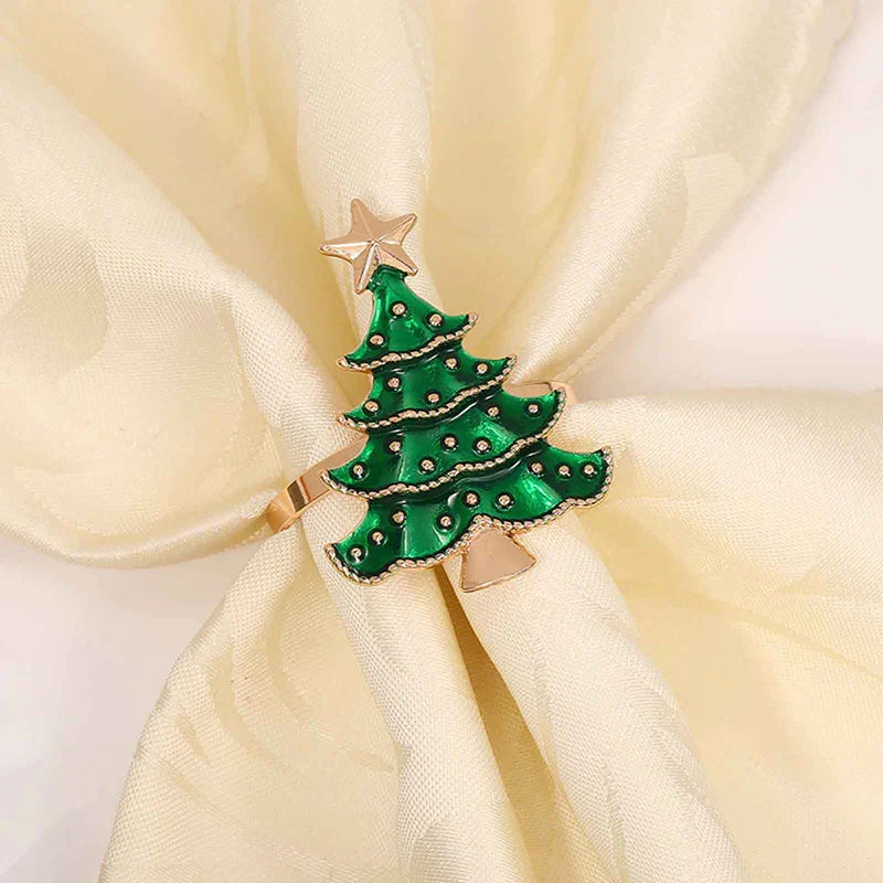 Christmas Napkin Rings Set of 6 | Xmas Holiday Table Decor