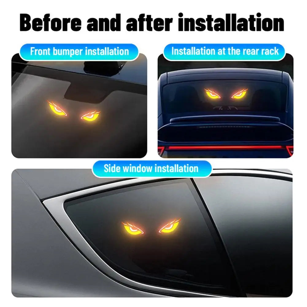 Solar Luminous Car LED Warning Light Dynamic Devil Eye Design Truck Decoration Light Car Triangular Window Solar Warning Light Peaceful Pleasures Health and Wellness