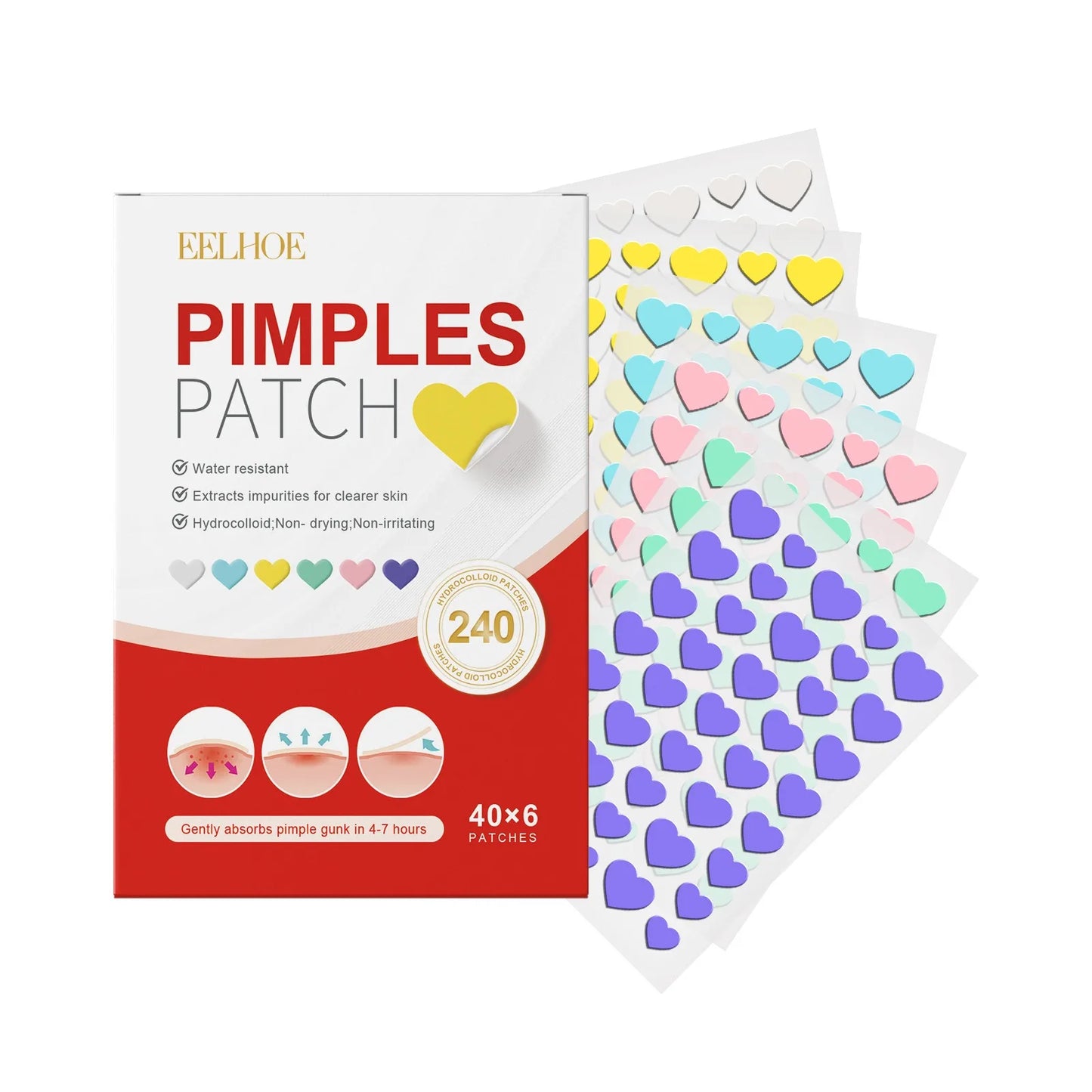 240Pcs New High-end Pimple Patch Acne Patches Heart/Star Shape Acne Dots Patches Moisturizes for Covering Zits and Blemishes Peaceful Pleasures Health and Wellness 240pcs Heart