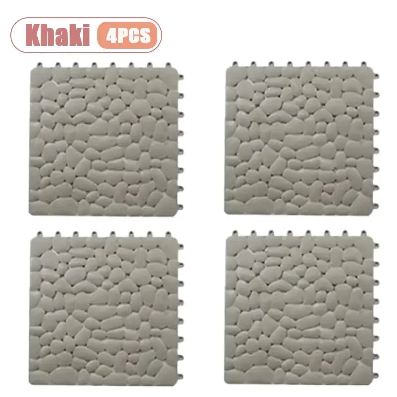 Non-Slip Pebble Bath Mat 30×30cm | Waterproof Splicing Shower Pad