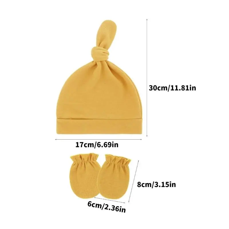 Baby Cotton Hat & Mittens Set (3 Sets) | Newborn 0-3 Months