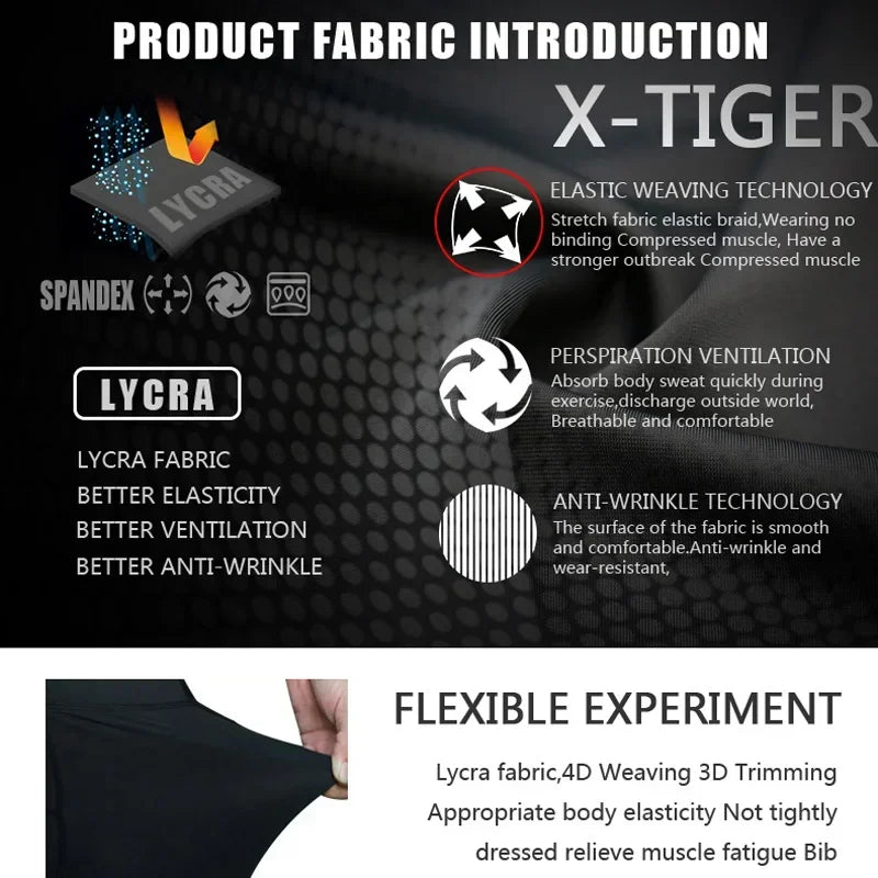 X-TIGER Men's 5D Padded Cycling Shorts | Anti-Slip Bike Tights