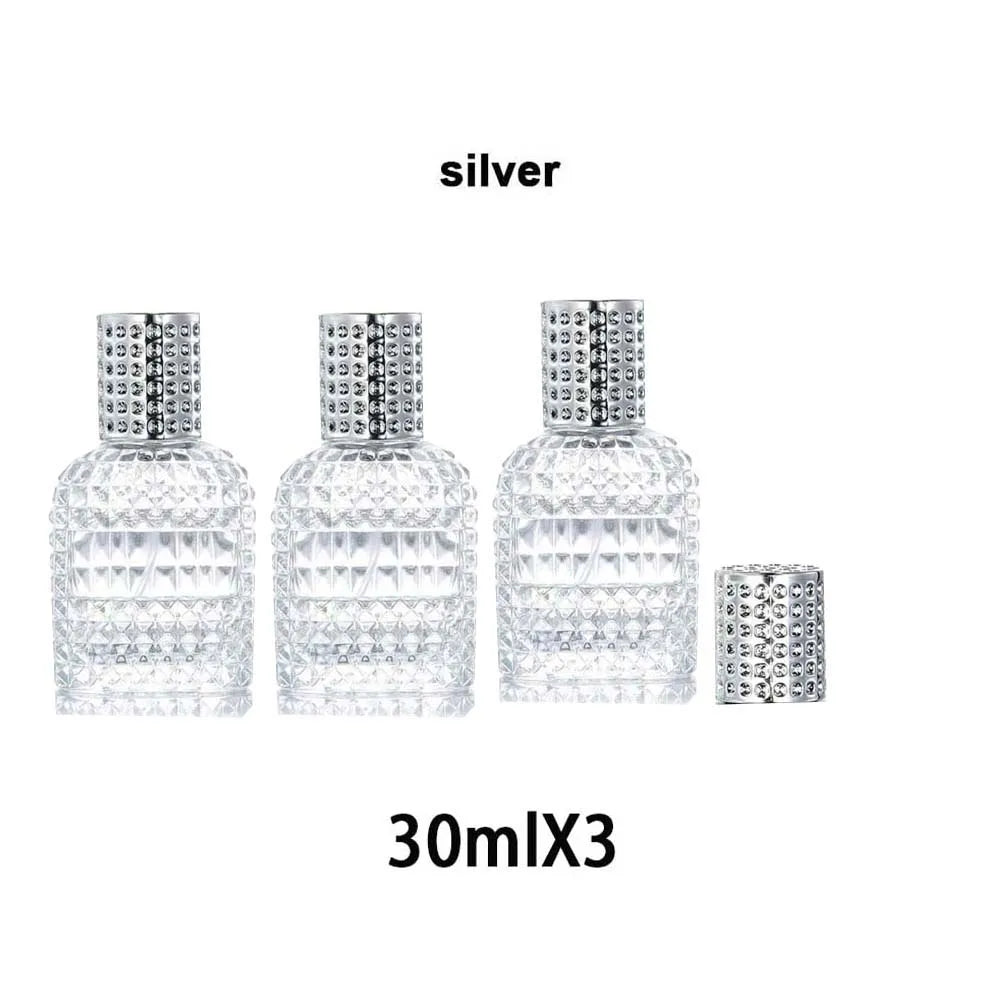 30/50ML Travel Perfume Atomizer 1/3Pcs Pineapple Shape Dispenser Refillable Transparent Spray Bottles Portable Travel Bottles Peaceful Pleasures Health and Wellness Glass 109-Silver-30mlX3