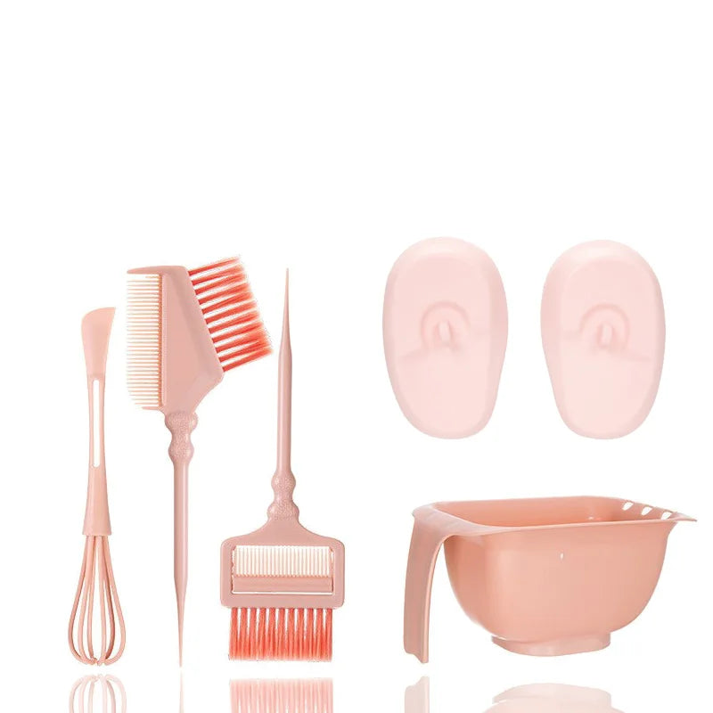 5pcs/set Hair Dye Kit Hair Dye Tools Hairdressing Styling Accessories With Hair Dye Color Mixer Hair Dye Brush Bowl Salon Hair Peaceful Pleasures Health and Wellness Pink