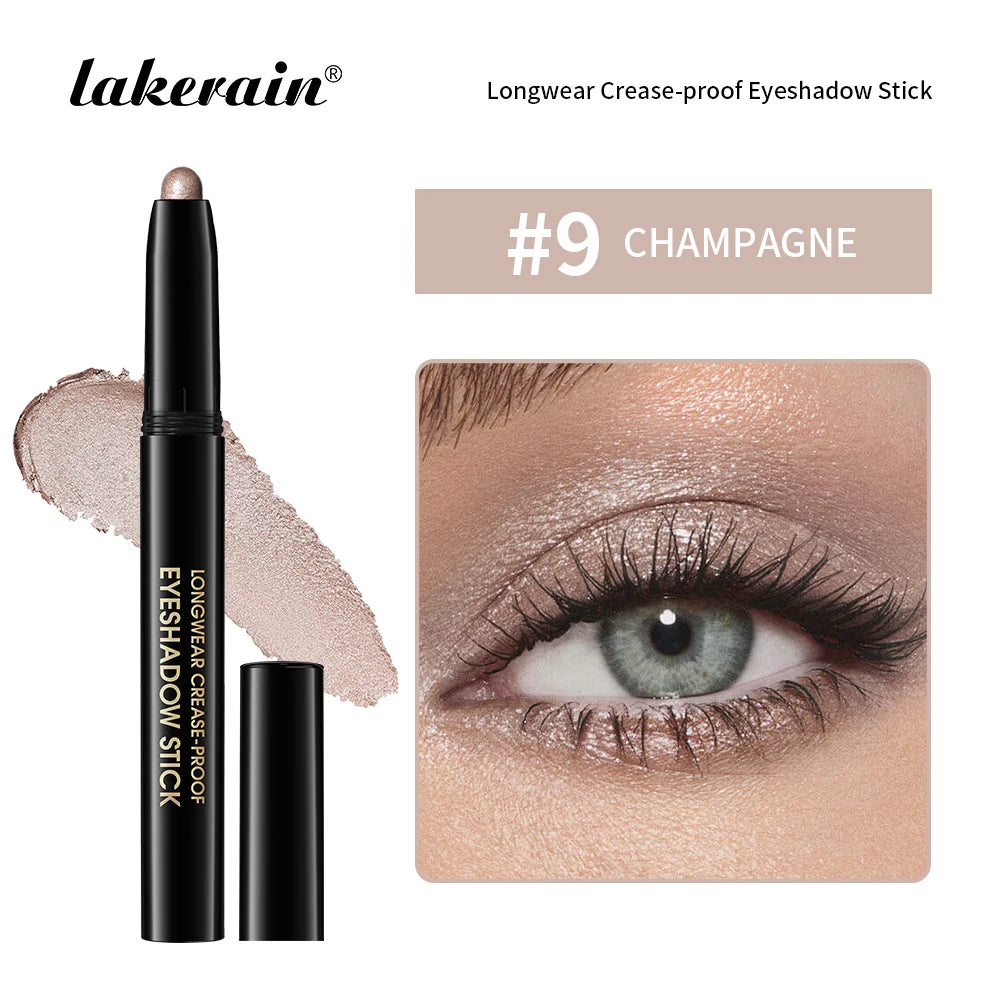 12 Colors Eyeshadow Pencil Stick Shimmer And Matte Waterproof Metallic Glitter Eye Shadow Highlighter Pencil Eyeshadow Cosmetics Peaceful Pleasures Health and Wellness 09 champagne