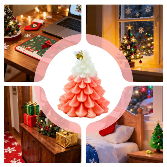 Christmas Tree Soy Wax Candle | Handmade Aromatherapy Holiday Gift Decorative Soy Candle Peaceful Pleasures Health and Wellness