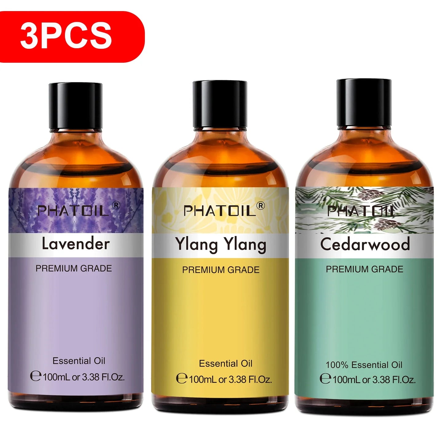 PHATOIL 100ml Pure Essential Oils – Lavender, Eucalyptus & More