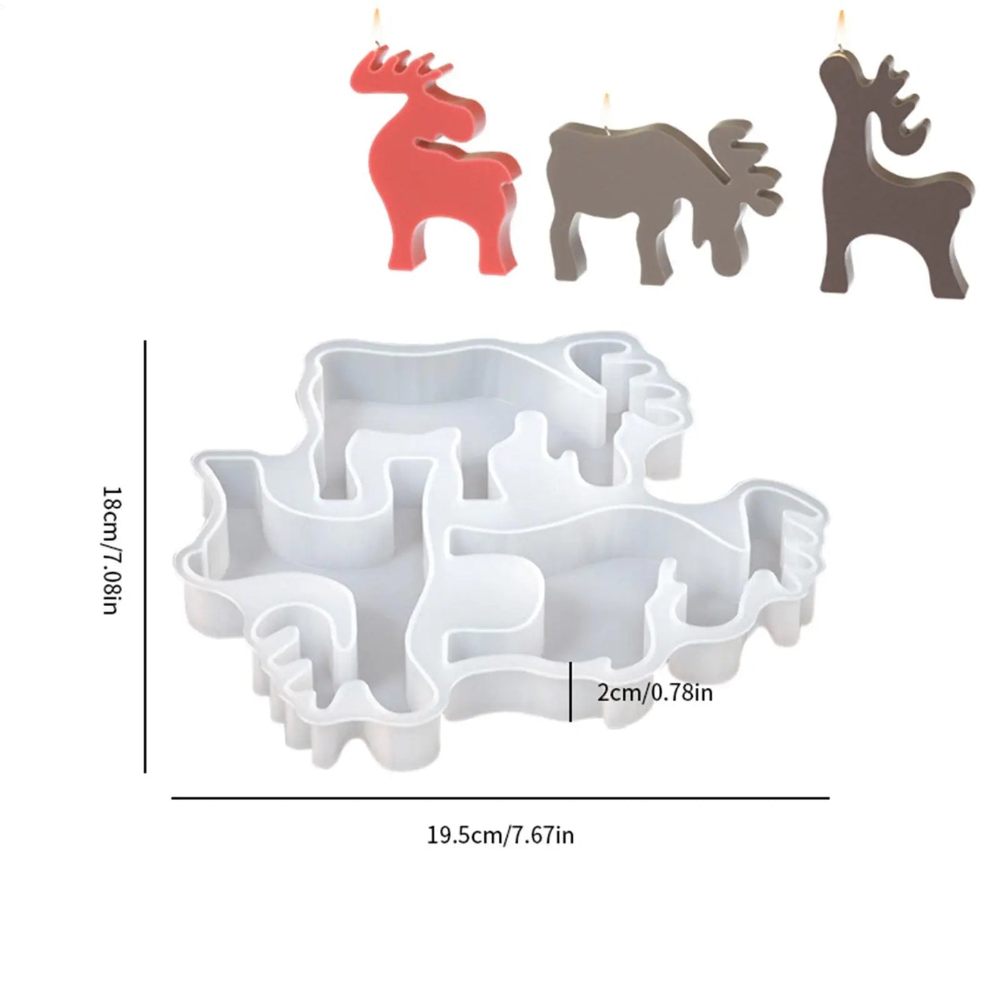 3D Reindeer Christmas Silicone Mold | Candy, Soap & Candle