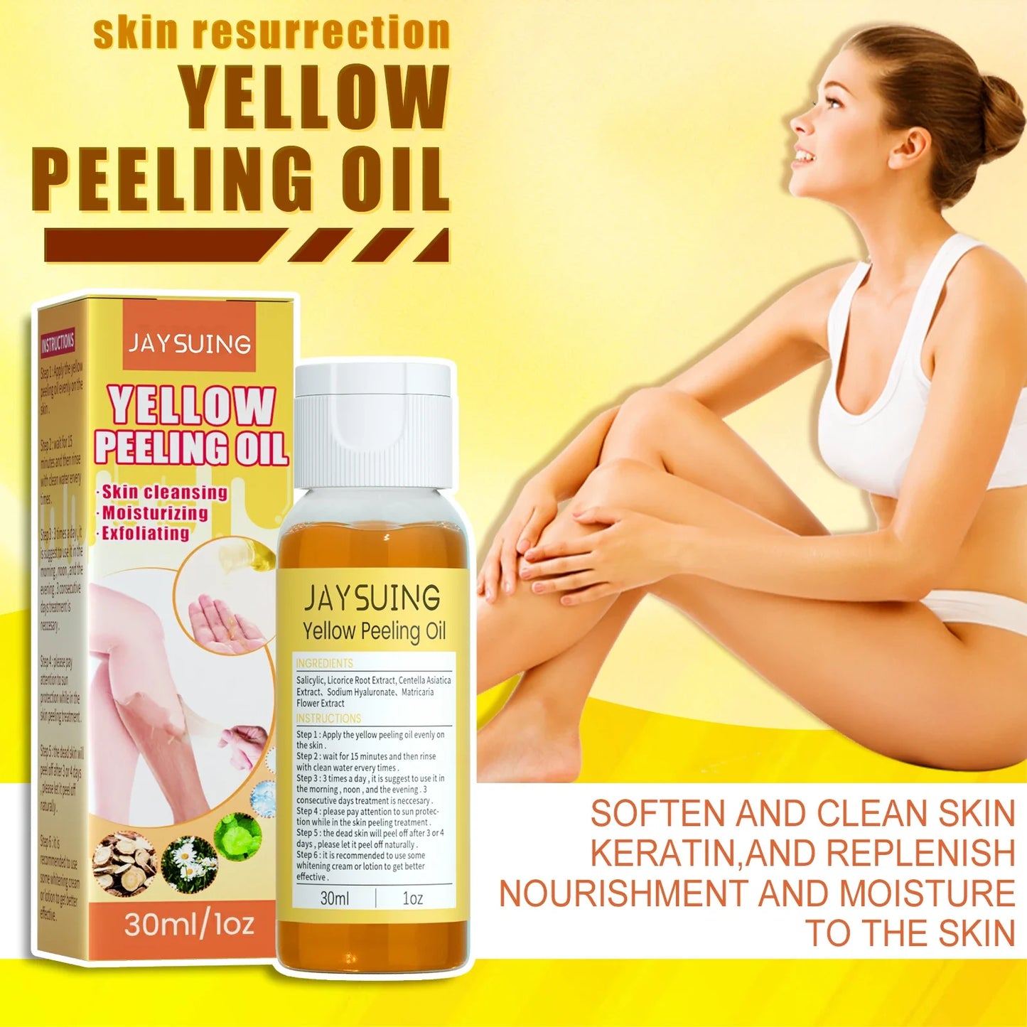 Jaysuing Yellow Peeling Oil – Brighten & Exfoliate Face & Body