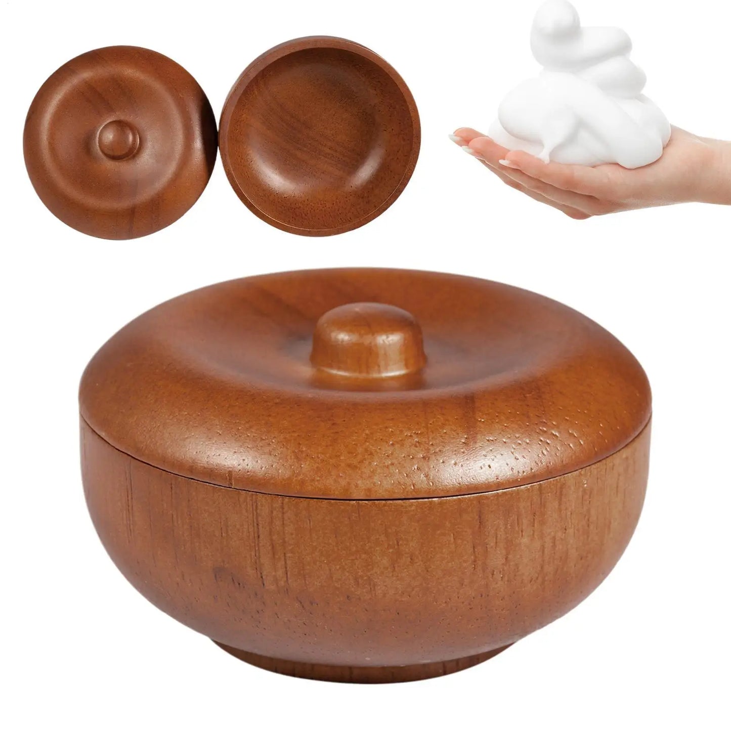 Wooden Shaving Bowl with Lid | Men's Lather Bowl & Soap Holder