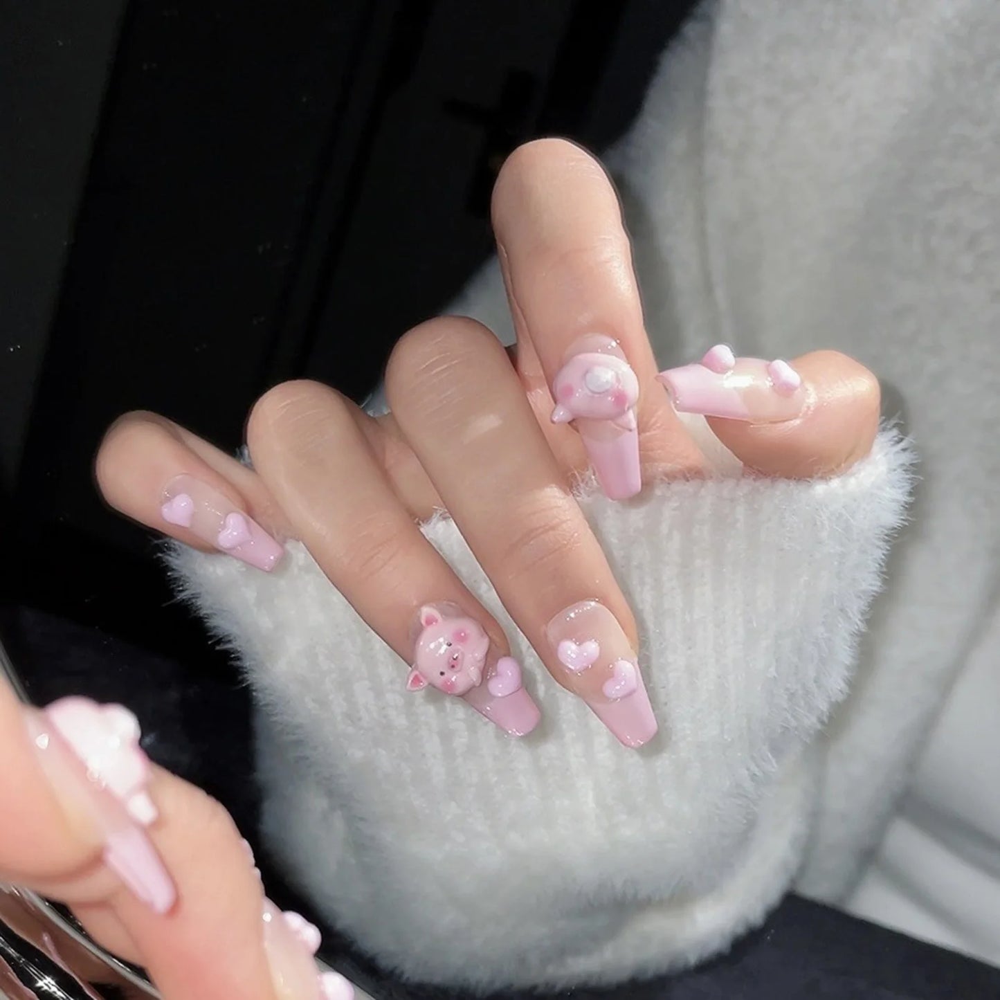 YADORNOS Gradient Pink Press-On Nails | Full Cover Resin Set