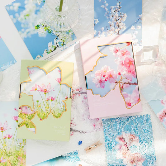 Spring Cherry Blossom Series Postcard INS Greeting Cards Wish Card Peaceful Pleasures Health and Wellness